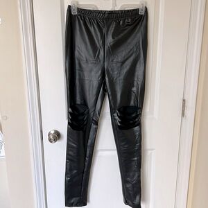 NWT, Large OrcaJump Women's Sexy Black Patent Leather Hole Leggings pants.